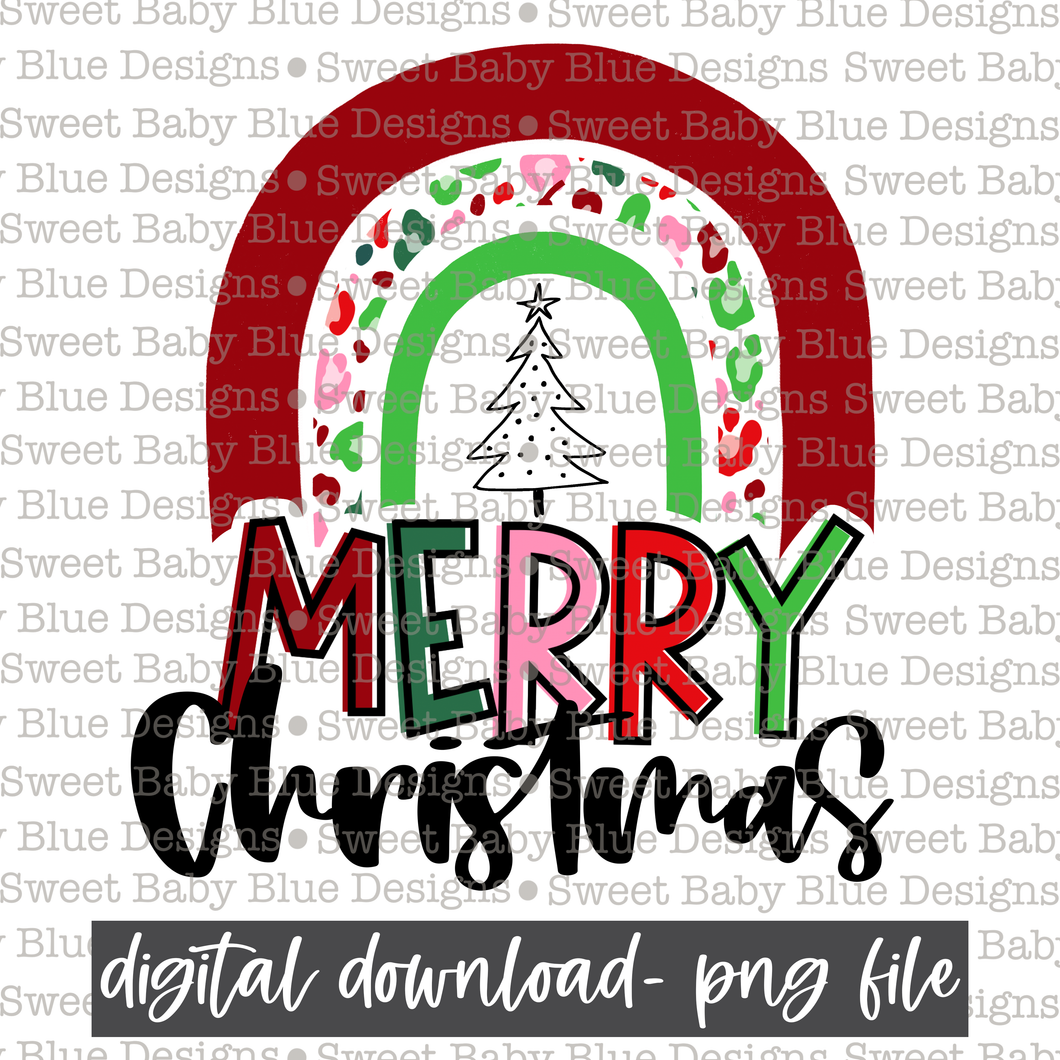 Merry Christmas- Rainbow - Christmas - 2021- PNG file- Digital Download