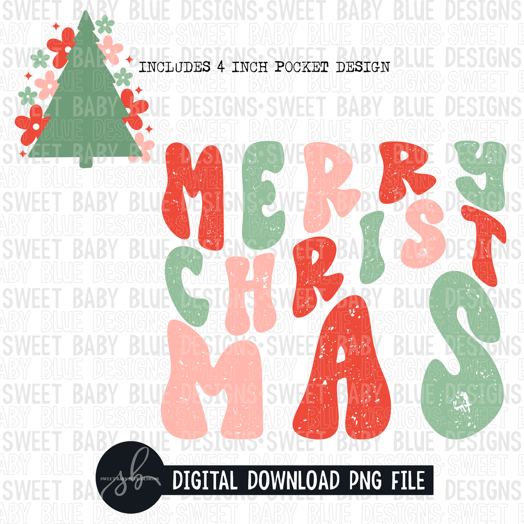 Merry Christmas retro- 2022- PNG file- Digital Download