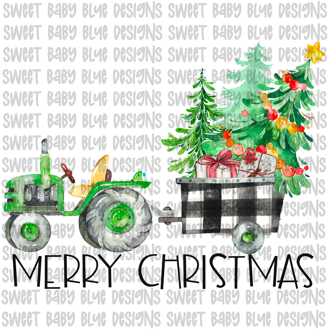 Merry Christmas- Tractor- PNG file- Digital Download