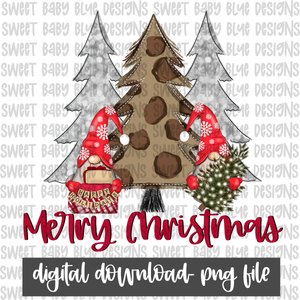 Merry Christmas- Trees- Gnomes- Christmas- PNG file- Digital Download