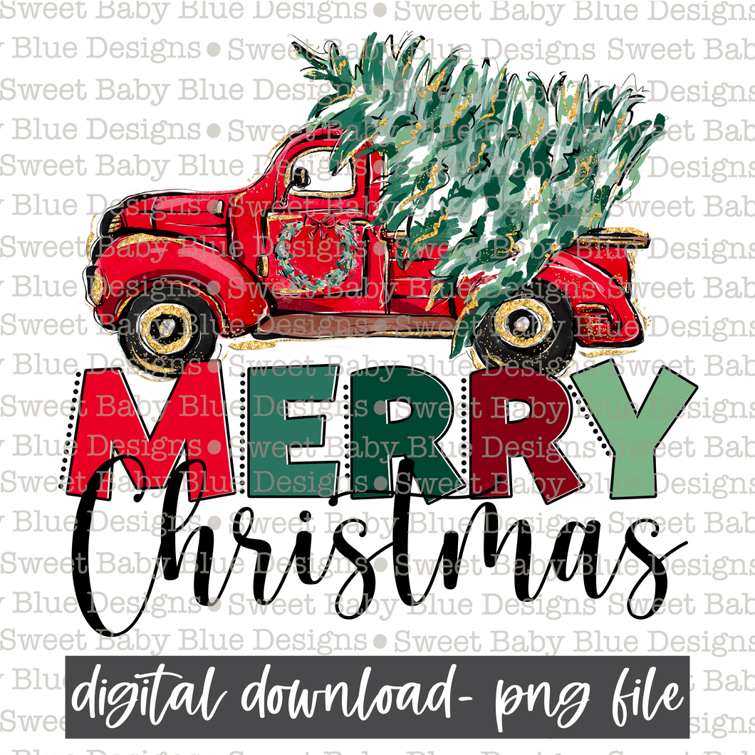 Merry Christmas- Truck - 2021- PNG file- Digital Download