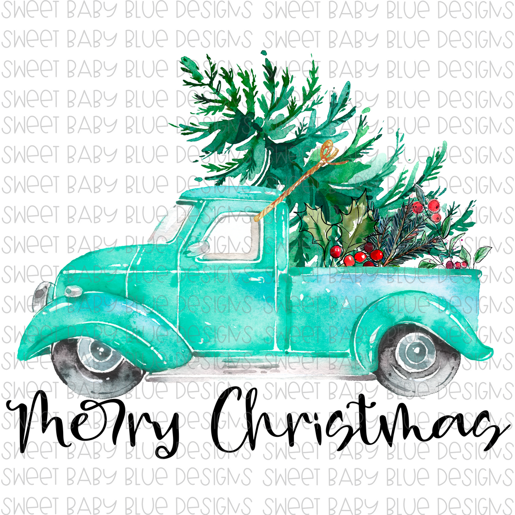 Merry Christmas- Truck with tree- Christmas- PNG file- Digital Download