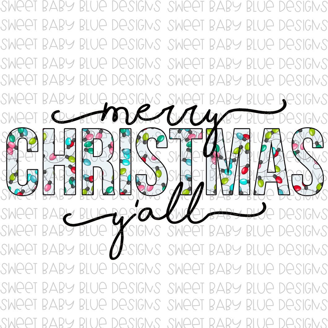 Merry Christmas Y'all- Christmas- PNG file- Digital Download
