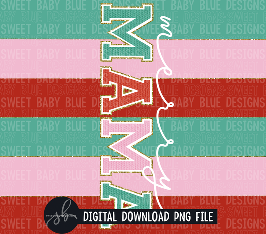 Merry mama - Glitter- Christmas- 20 oz. skinny tumbler- 2022 -PNG file- Digital Download