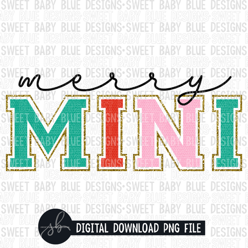 Merry mini- Glitter- Christmas- 2022- PNG file- Digital Download