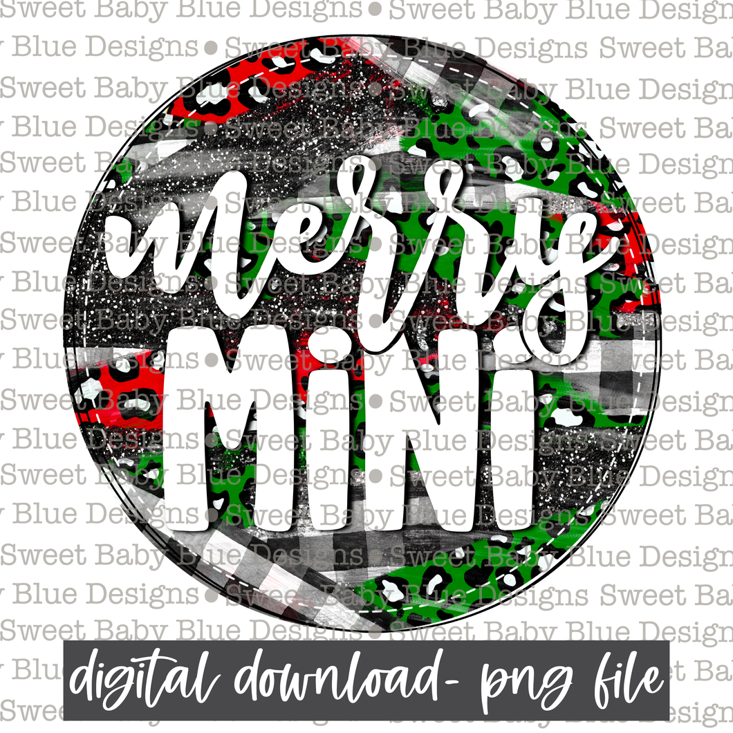 Merry mini- Leopard circle- Christmas- PNG file- Digital Download