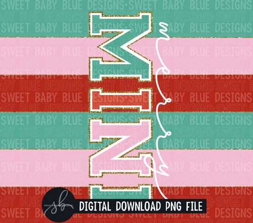 Merry mini - Glitter- Christmas- 20 oz. skinny tumbler- 2022 -PNG file- Digital Download