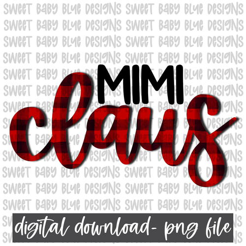 MiMi Claus- Plaid- Christmas- PNG file- Digital Download