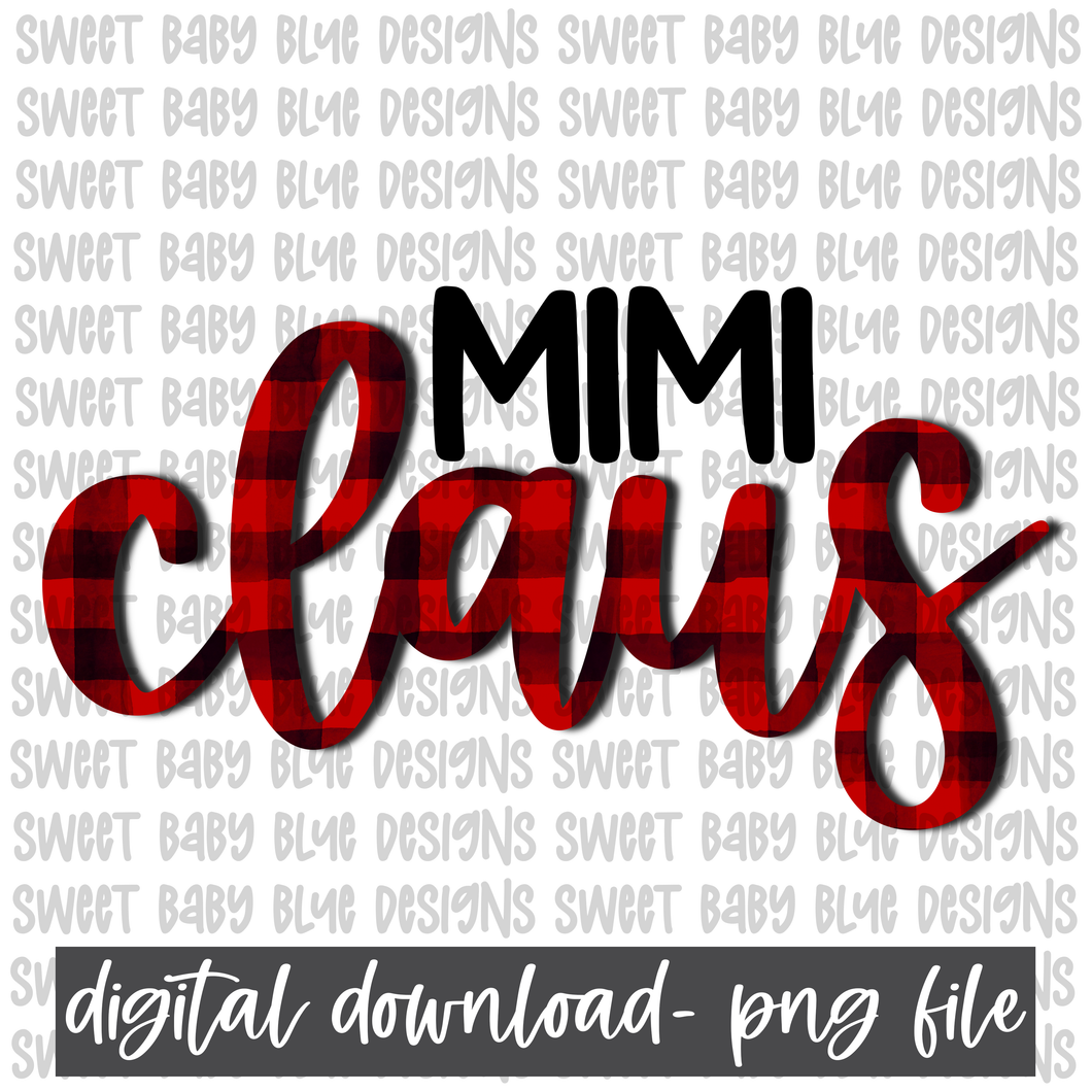 MiMi Claus- Plaid- Christmas- PNG file- Digital Download