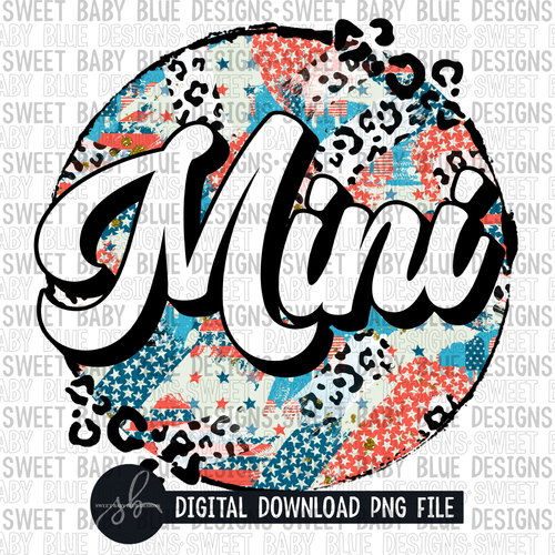 Mini- 4th of July- Leopard circle- Summer- 2022 - PNG file- Digital Download