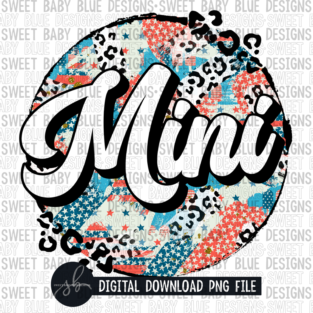 Mini- 4th of July- Leopard circle- Summer- 2022 - PNG file- Digital Download