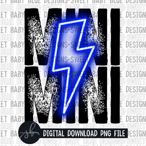 Mini- Blue bolt- 2022 - PNG file- Digital Download