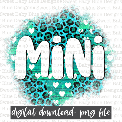 Mini- Brush blue leopard- 2021- PNG file- Digital Download