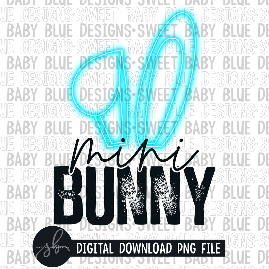 Mini bunny- Easter- Blue ears- 2022 - PNG file- Digital Download