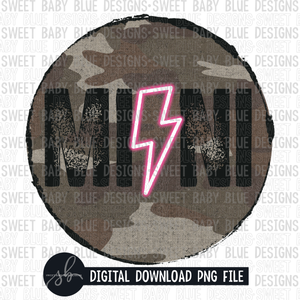 Mini- Camo circle- Pink bolt- 2022- PNG file- Digital Download