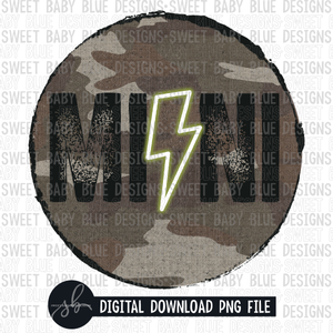 Mini- Camo circle- green bolt- 2022- PNG file- Digital Download