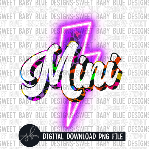 Mini- Colorful leopard- Neon bolt- 2022 - PNG file- Digital Download