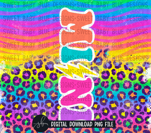 Mini- Colorful Leopard- 20 oz. skinny tumbler- 2022 -PNG file- Digital Download