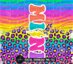 Mini- Colorful Leopard- 20 oz. skinny tumbler- 2022 -PNG file- Digital Download