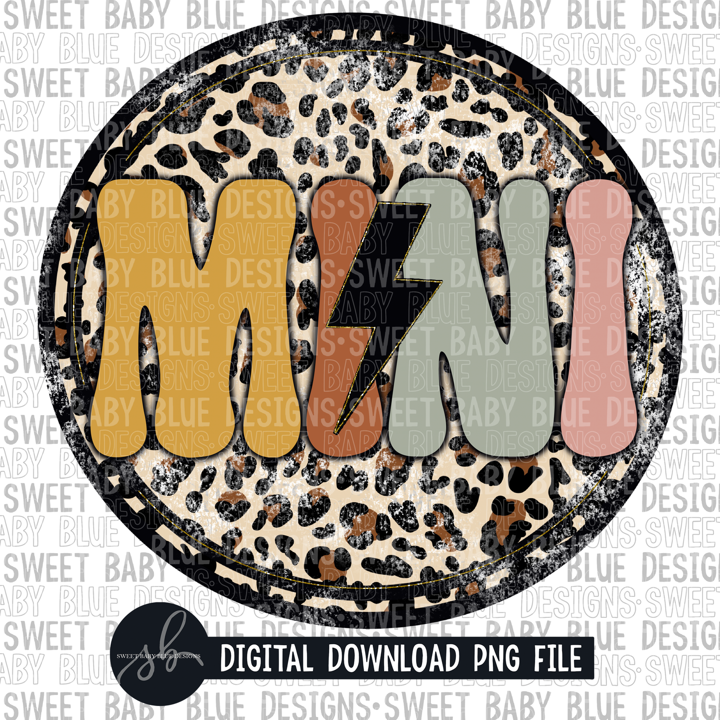 Mini- Leopard circle- Bolt- 2022 - PNG file- Digital Download