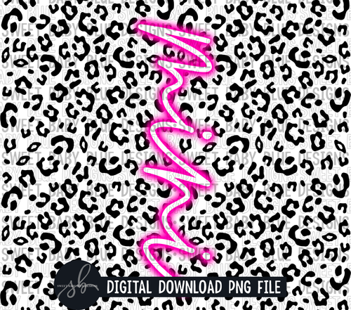 Mini- Black leopard- Neon- 20 oz. skinny tumbler- 2022 -PNG file- Digital Download
