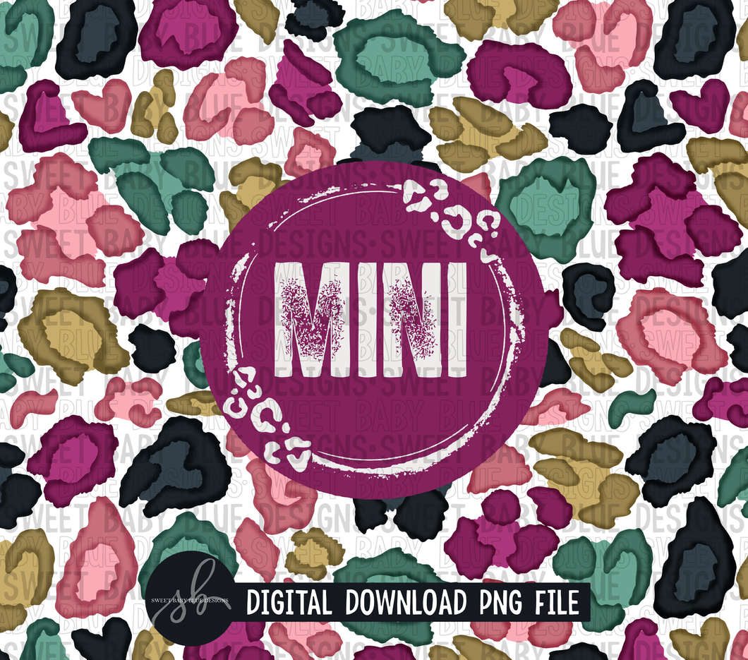 Mini- Leopard- Purple- 20 oz. skinny tumbler- 2022 -PNG file- Digital Download