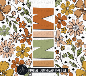 Mini- Retro floral- 20 oz. skinny tumbler- 2022 -PNG file- Digital Download
