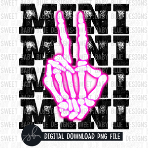 Mini- Skeleton hand- Neon- Pink- 2022- PNG file- Digital Download