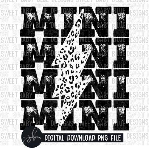 Mini- Stacked- Black leopard bolt- 2022- PNG file- Digital Download