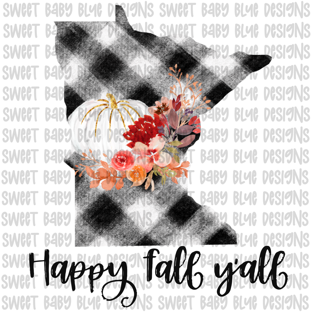 Minnesota Happy Fall y'all- Fall- PNG file- Digital Download