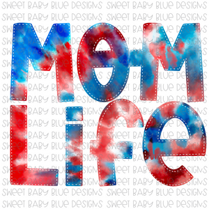 Mom life- Red White Blue watercolor- PNG file- Digital Download