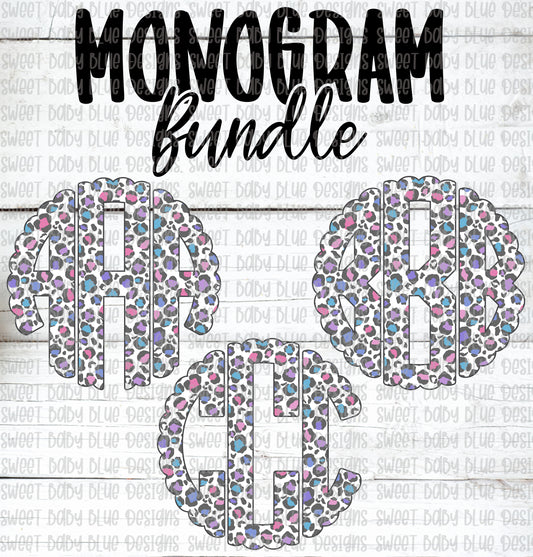 Colorful Leopard Monogram Bundle- PNG file- Digital Download