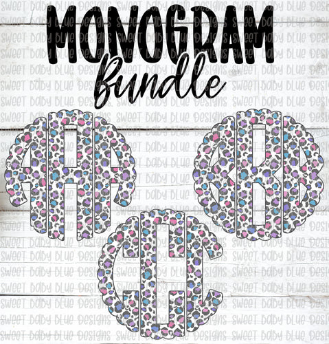 Colorful Leopard Monogram Bundle- PNG file- Digital Download