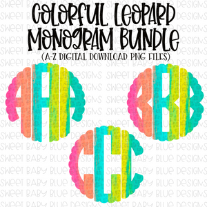 Colorful Leopard Monogram Bundle- PNG file- Digital Download