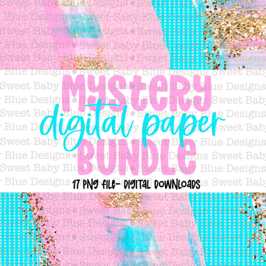 Mystery Digital paper bundle- 17 Digital papers- PNG file- Digital Download