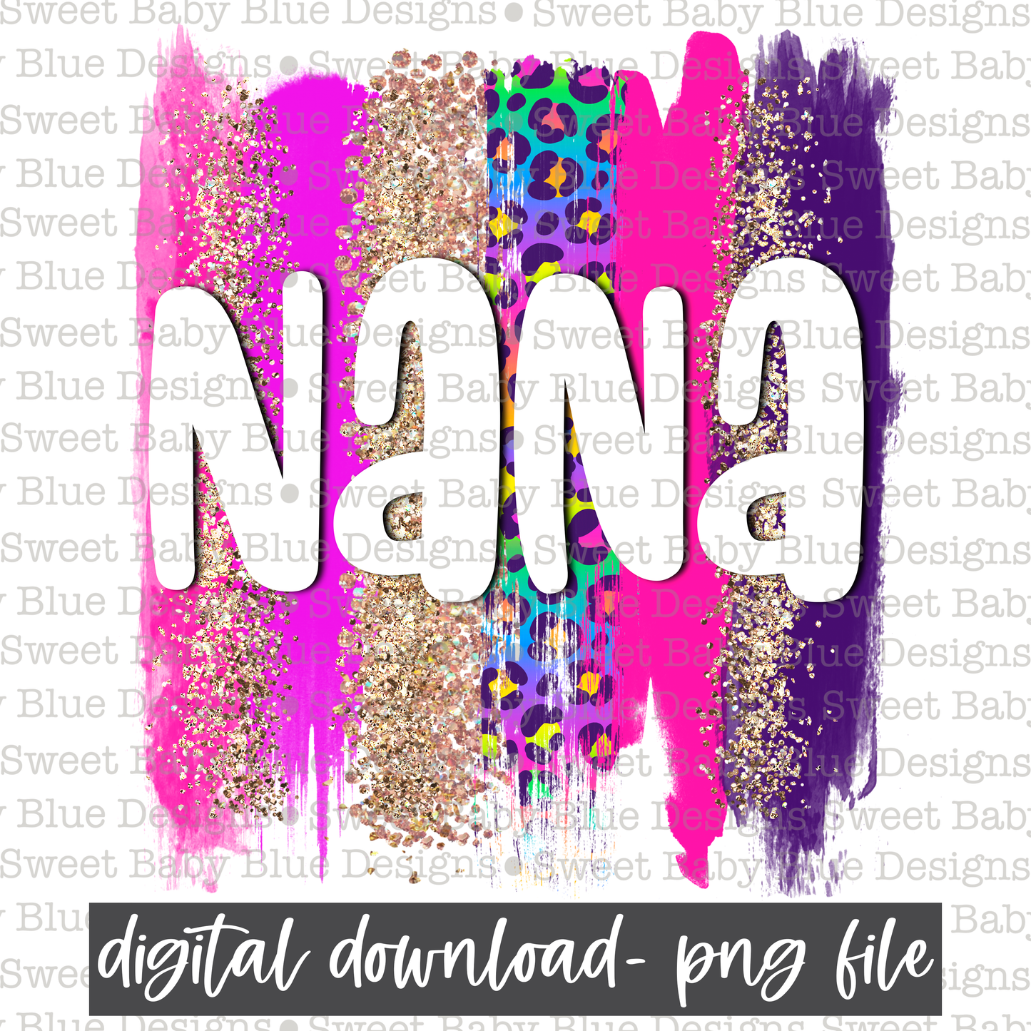 Nana- Brushstroke- Leopard - PNG file- Digital Download
