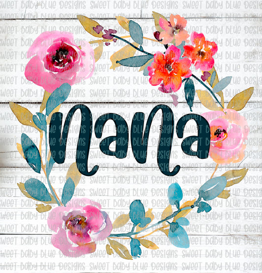 Nana- Floral- PNG file- Digital Download