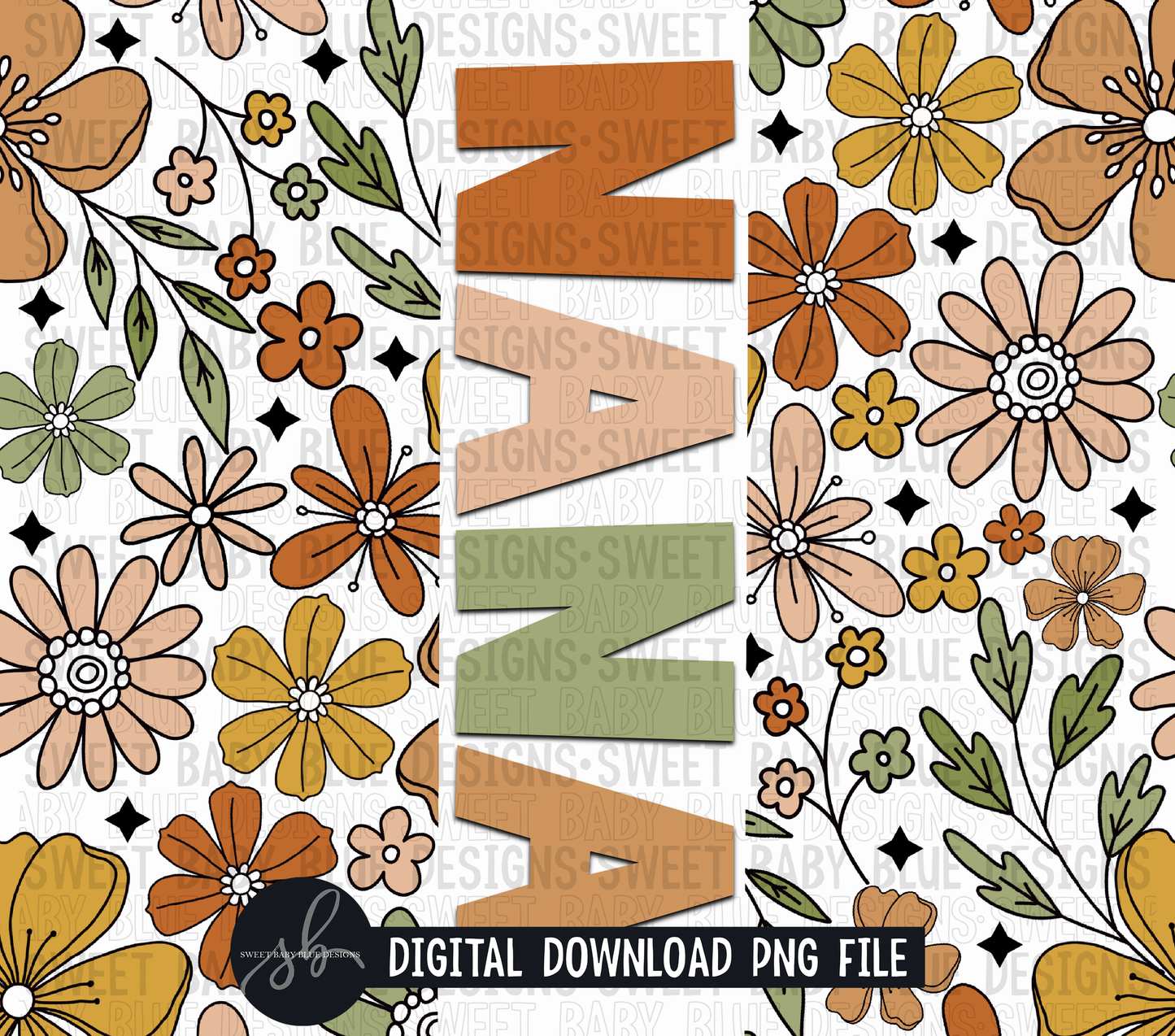 Nana- Retro floral- 20 oz. skinny tumbler- 2022 -PNG file- Digital Download