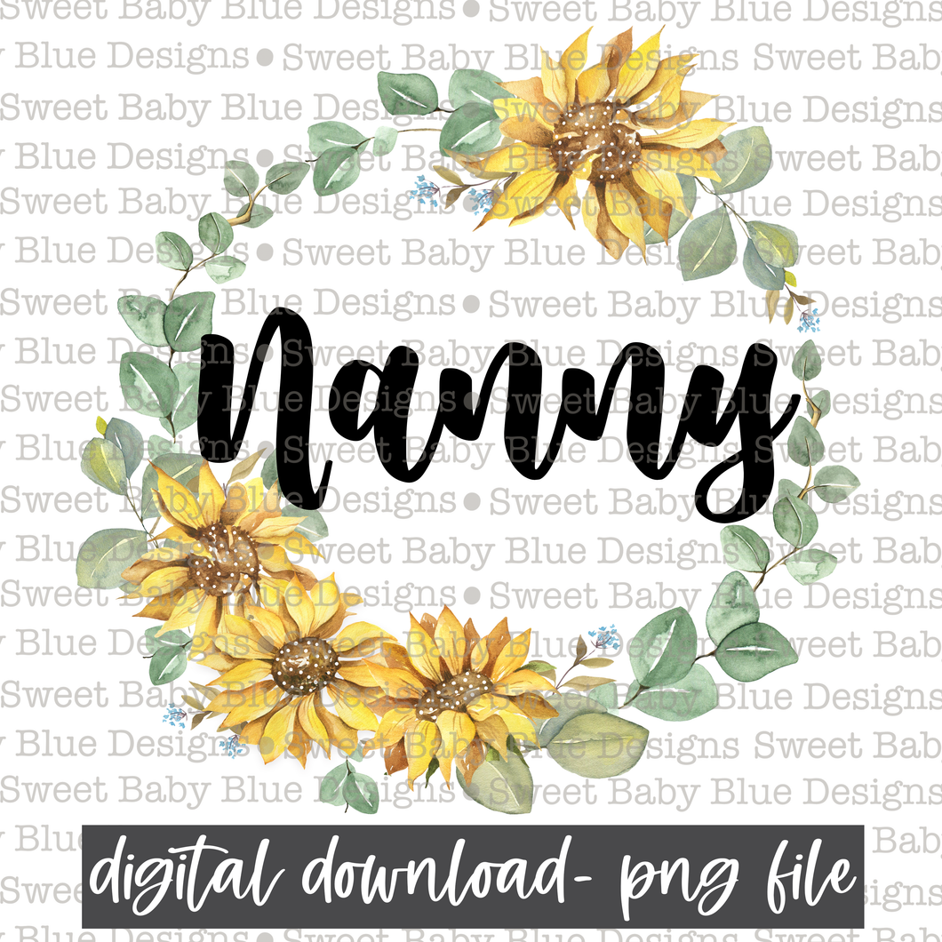 Nanny- Sunflower- PNG file- Digital Download