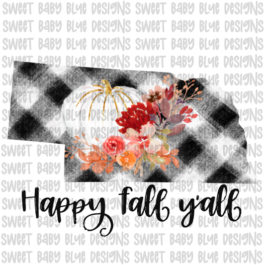 Nebraska Happy Fall y'all- Fall- PNG file- Digital Download