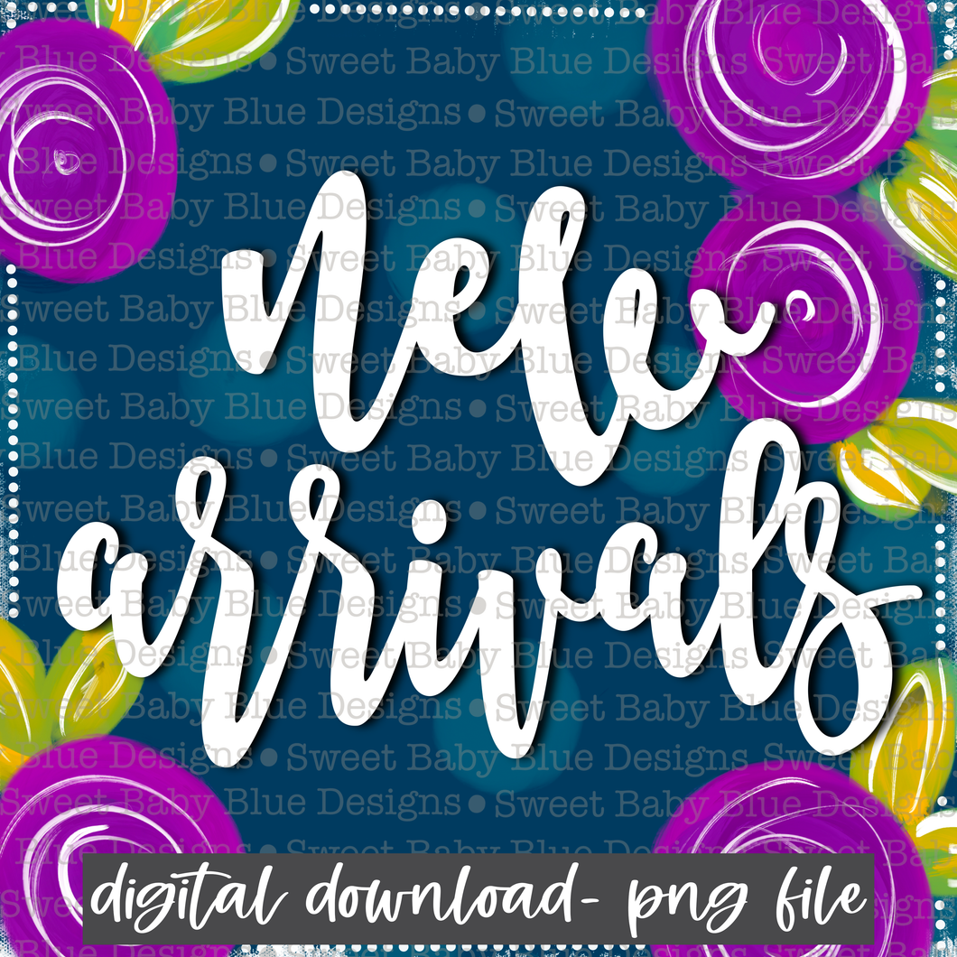 New arrivals- Interactive post- Purple floral- 2021- PNG file- Digital Download