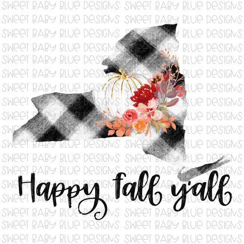 New York Happy Fall y'all- Fall- PNG file- Digital Download