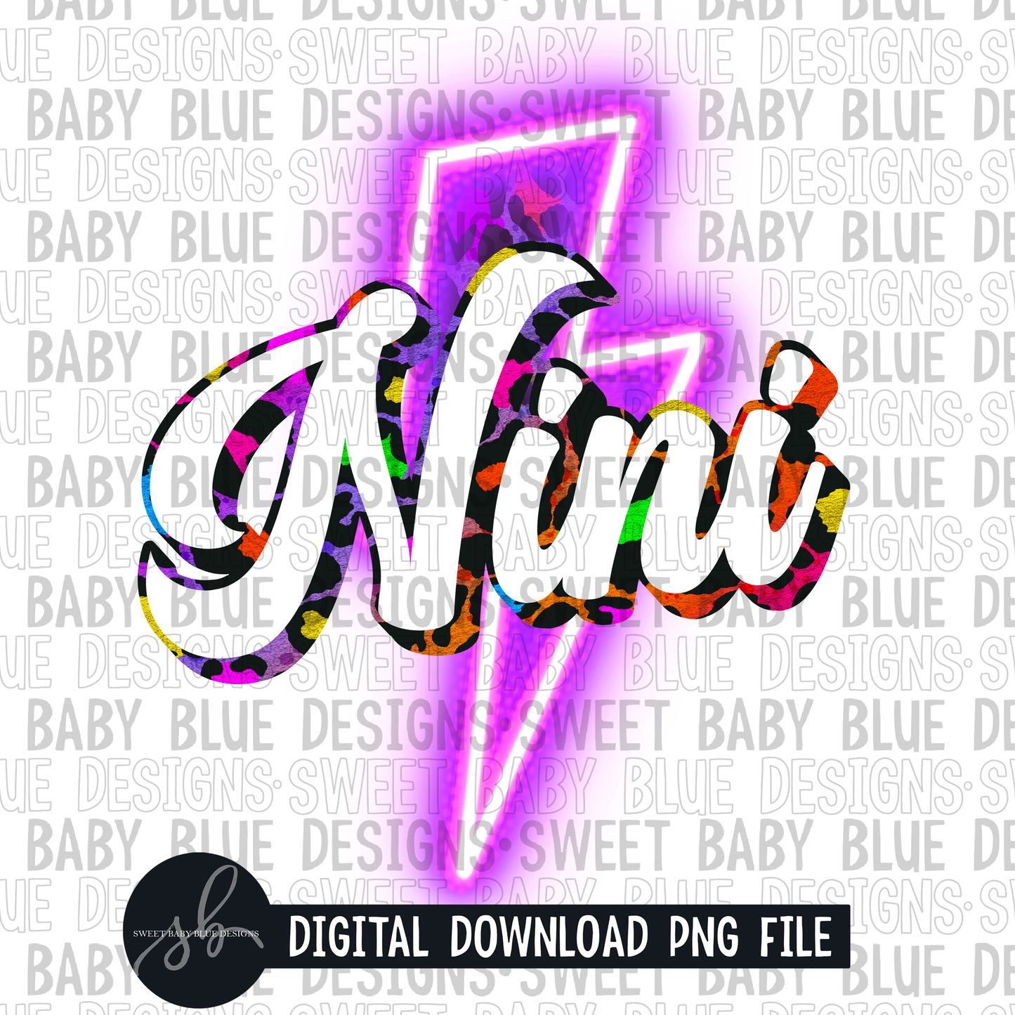 Nini- Leopard purple bolt- 2022 - PNG file- Digital Download