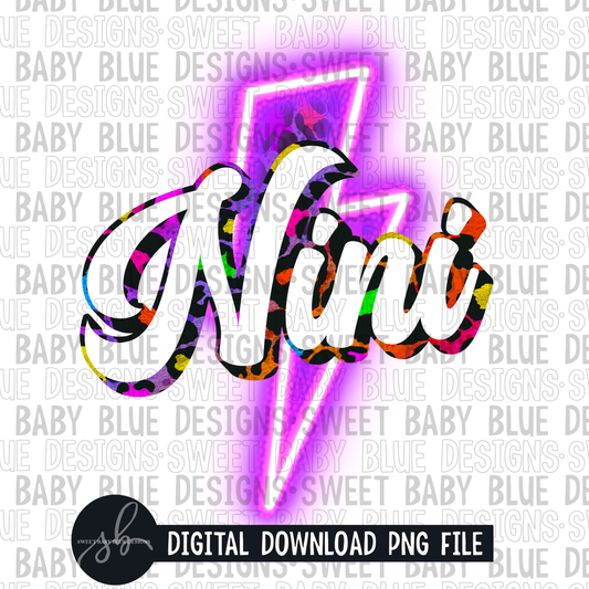Nini- Leopard purple bolt- 2022 - PNG file- Digital Download