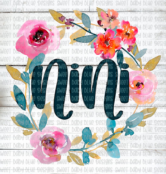 Nini- Floral- PNG file- Digital Download