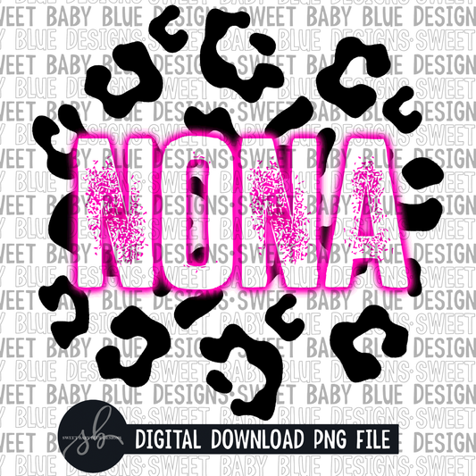 Nona- Leopard- Neon- 2022 - PNG file- Digital Download