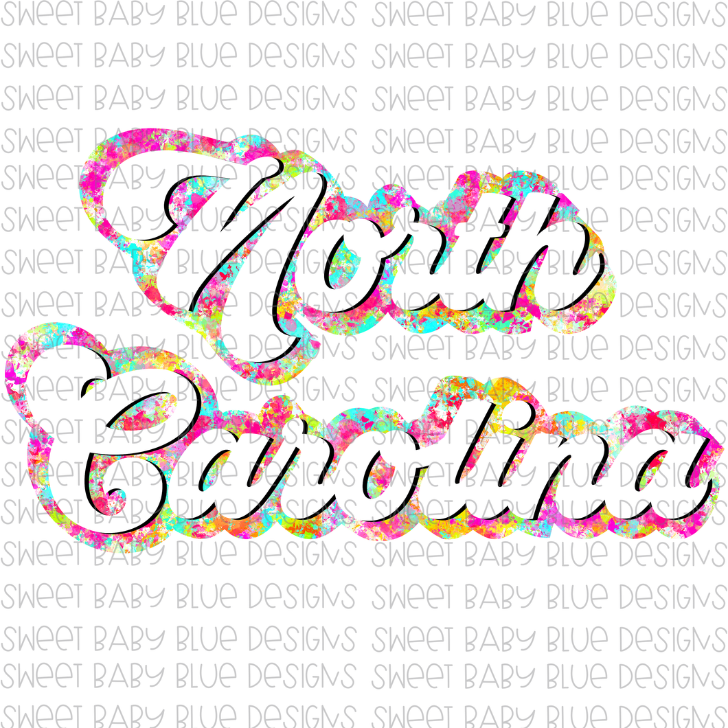 North Carolina- State- Paint Splatter- PNG file- Digital Download