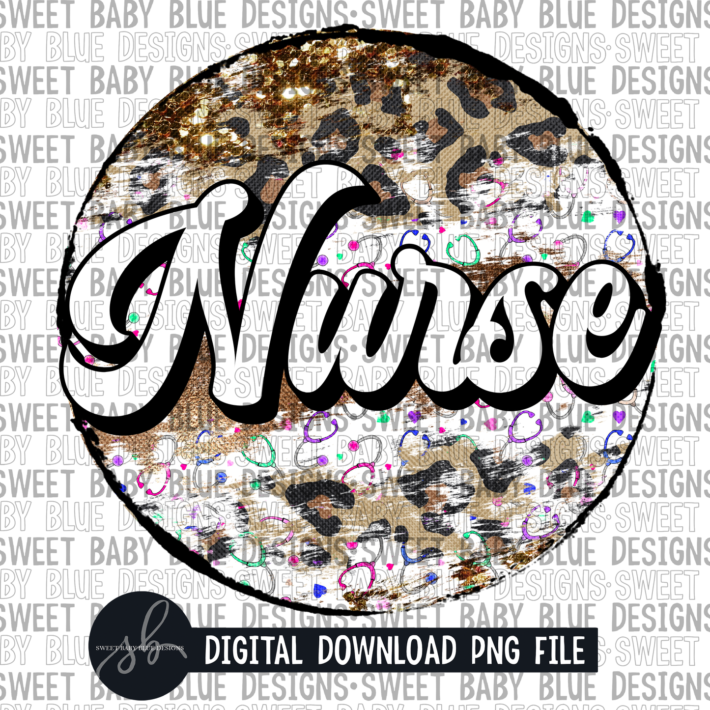 Nurse- Brush circle- 2022 -PNG file- Digital Download
