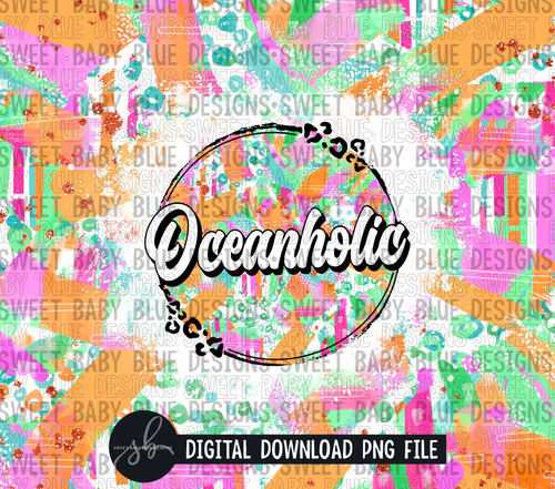 Oceanholic- Summer- 20 oz. skinny tumbler- 2022 -PNG file- Digital Download