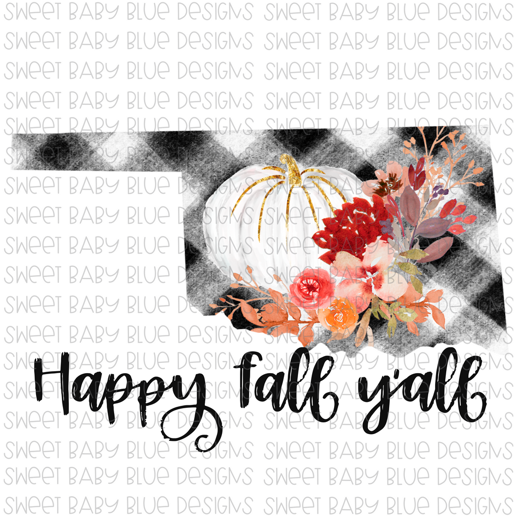 Oklahoma Happy Fall y'all- Fall- PNG file- Digital Download